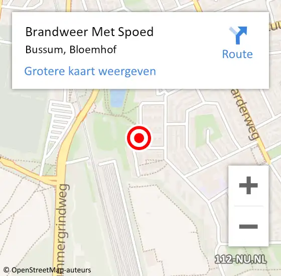 Locatie op kaart van de 112 melding: Brandweer Met Spoed Naar Bussum, Bloemhof op 2 februari 2021 20:30