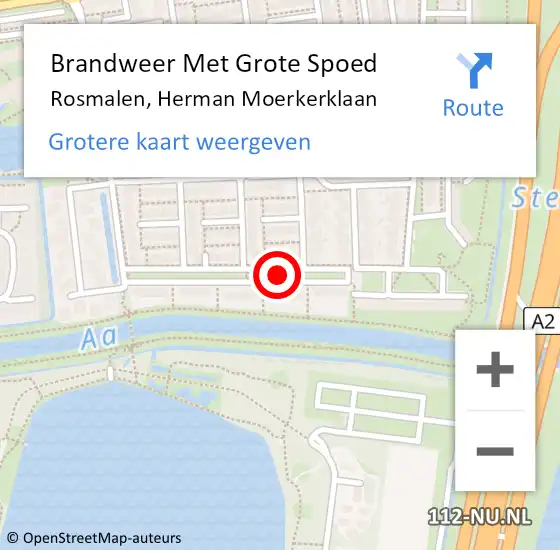 Locatie op kaart van de 112 melding: Brandweer Met Grote Spoed Naar Rosmalen, Herman Moerkerklaan op 3 februari 2021 05:56