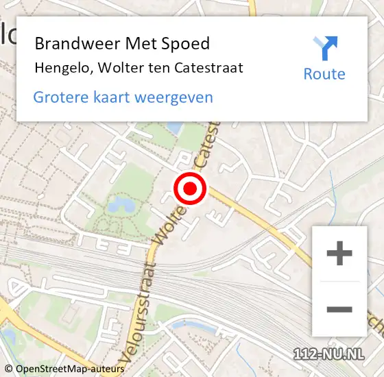 Locatie op kaart van de 112 melding: Brandweer Met Spoed Naar Hengelo, Wolter Ten Catestraat op 3 februari 2021 07:30