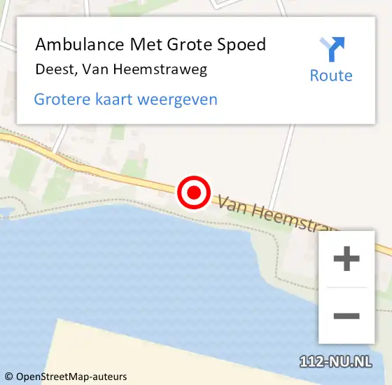 Locatie op kaart van de 112 melding: Ambulance Met Grote Spoed Naar Deest, Van Heemstraweg op 3 februari 2021 09:07