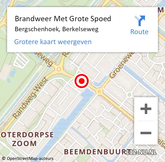 Locatie op kaart van de 112 melding: Brandweer Met Grote Spoed Naar Bergschenhoek, Berkelseweg op 3 februari 2021 09:17