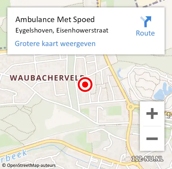 Locatie op kaart van de 112 melding: Ambulance Met Spoed Naar Eygelshoven, Eisenhowerstraat op 1 juni 2014 01:56