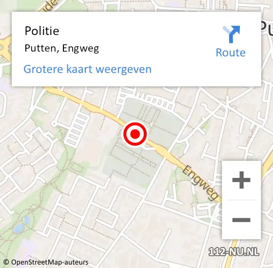 Locatie op kaart van de 112 melding: Politie Putten, Engweg op 3 februari 2021 11:01