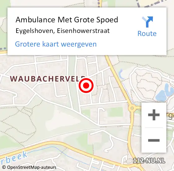 Locatie op kaart van de 112 melding: Ambulance Met Grote Spoed Naar Eygelshoven, Eisenhowerstraat op 1 juni 2014 02:09