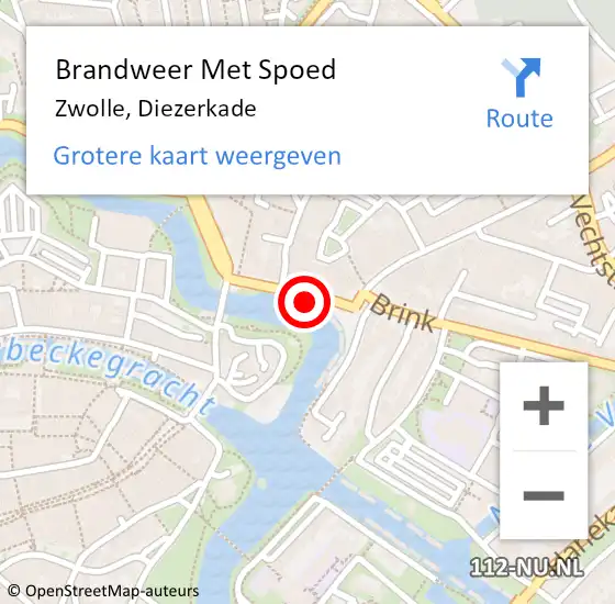 Locatie op kaart van de 112 melding: Brandweer Met Spoed Naar Zwolle, Diezerkade op 3 februari 2021 12:25