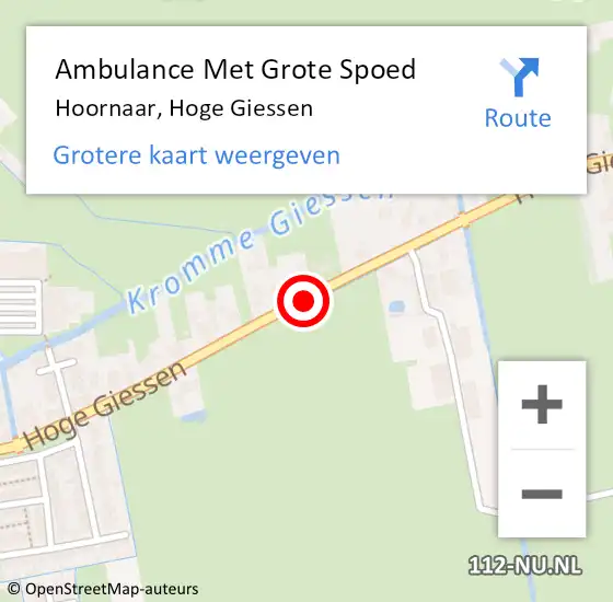 Locatie op kaart van de 112 melding: Ambulance Met Grote Spoed Naar Hoornaar, Hoge Giessen op 3 februari 2021 12:40