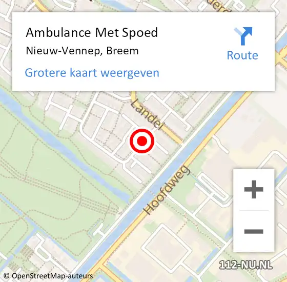 Locatie op kaart van de 112 melding: Ambulance Met Spoed Naar Nieuw-Vennep, Breem op 3 februari 2021 12:50