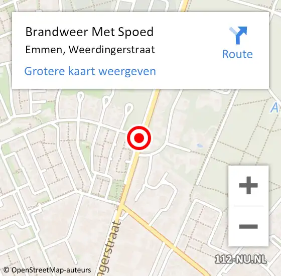 Locatie op kaart van de 112 melding: Brandweer Met Spoed Naar Emmen, Weerdingerstraat op 3 februari 2021 13:04