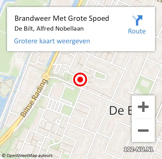 Locatie op kaart van de 112 melding: Brandweer Met Grote Spoed Naar De Bilt, Alfred Nobellaan op 3 februari 2021 13:19