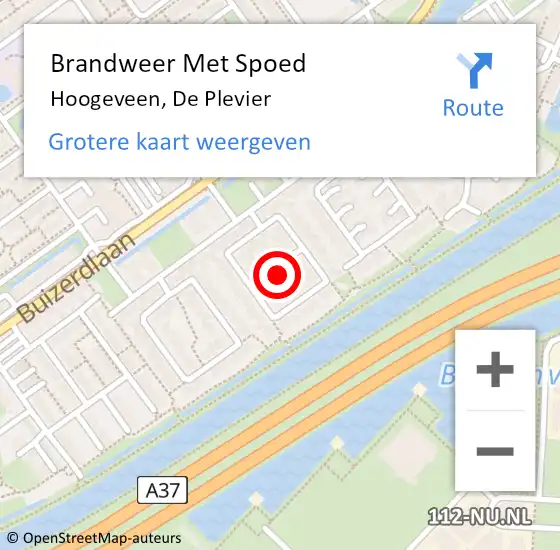 Locatie op kaart van de 112 melding: Brandweer Met Spoed Naar Hoogeveen, De Plevier op 3 februari 2021 13:20