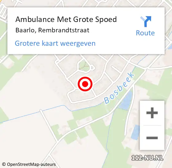 Locatie op kaart van de 112 melding: Ambulance Met Grote Spoed Naar Baarlo, Rembrandtstraat op 1 juni 2014 02:31