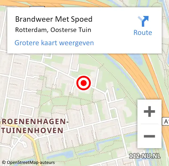Locatie op kaart van de 112 melding: Brandweer Met Spoed Naar Rotterdam, Oosterse Tuin op 3 februari 2021 14:16
