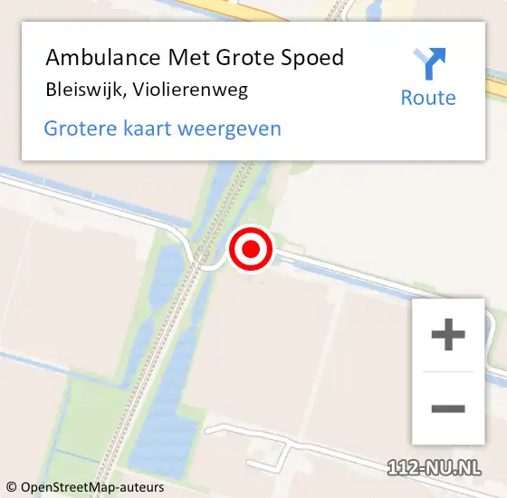Locatie op kaart van de 112 melding: Ambulance Met Grote Spoed Naar Bleiswijk, Violierenweg op 3 februari 2021 15:55