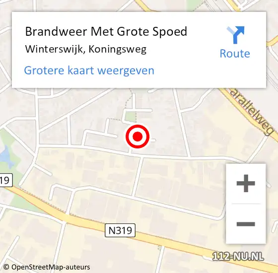 Locatie op kaart van de 112 melding: Brandweer Met Grote Spoed Naar Winterswijk, Koningsweg op 3 februari 2021 18:03