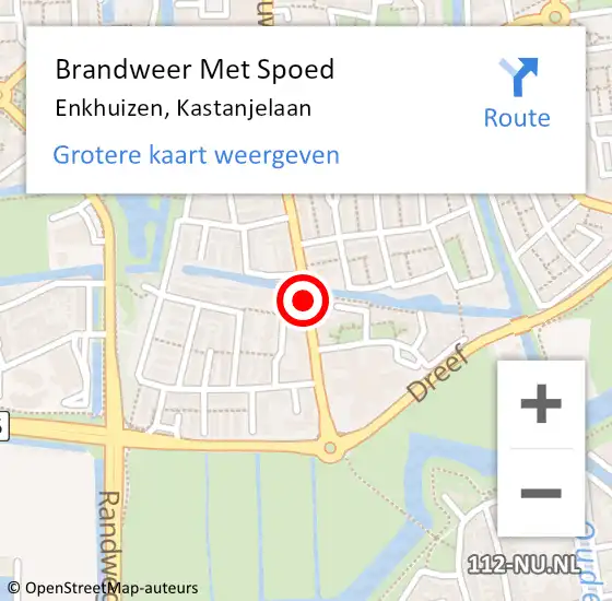 Locatie op kaart van de 112 melding: Brandweer Met Spoed Naar Enkhuizen, Kastanjelaan op 3 februari 2021 18:05