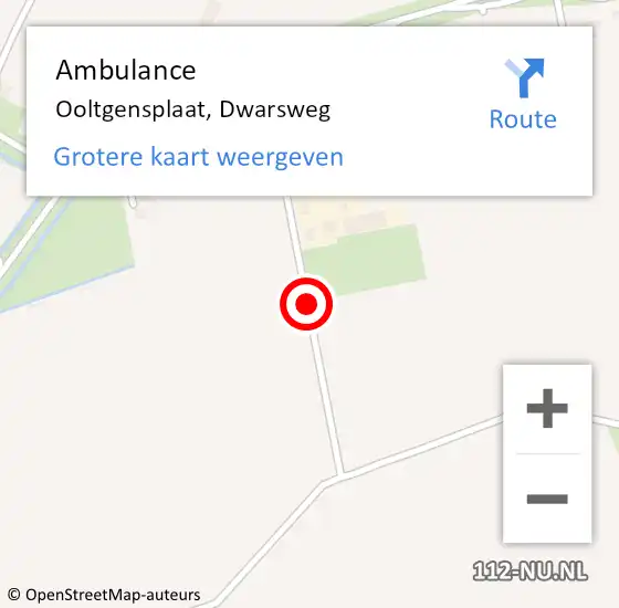 Locatie op kaart van de 112 melding: Ambulance Ooltgensplaat, Dwarsweg op 3 februari 2021 19:22