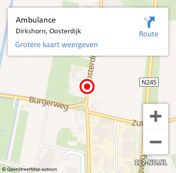 Locatie op kaart van de 112 melding: Ambulance Dirkshorn, Oosterdijk op 3 februari 2021 20:45