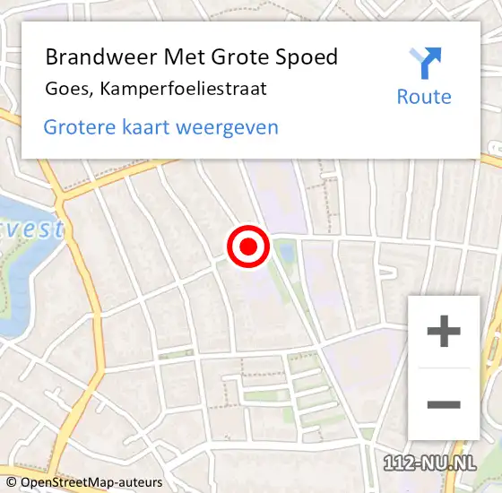 Locatie op kaart van de 112 melding: Brandweer Met Grote Spoed Naar Goes, Kamperfoeliestraat op 3 februari 2021 21:11