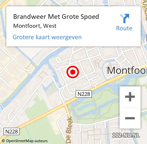 Locatie op kaart van de 112 melding: Brandweer Met Grote Spoed Naar Montfoort, West op 4 februari 2021 09:17