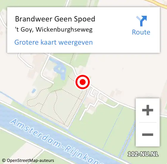 Locatie op kaart van de 112 melding: Brandweer Geen Spoed Naar 't Goy, Wickenburghseweg op 4 februari 2021 09:50