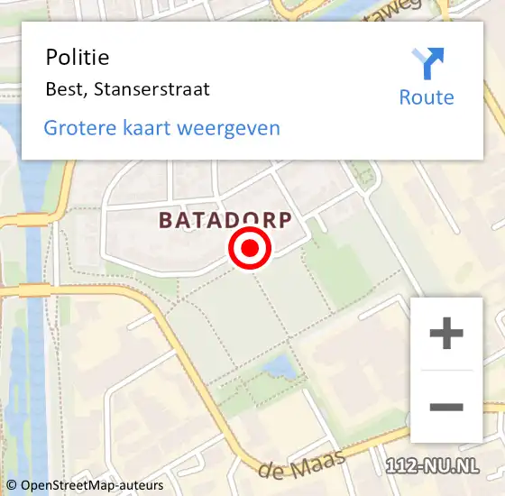 Locatie op kaart van de 112 melding: Politie Best, Stanserstraat op 4 februari 2021 10:05