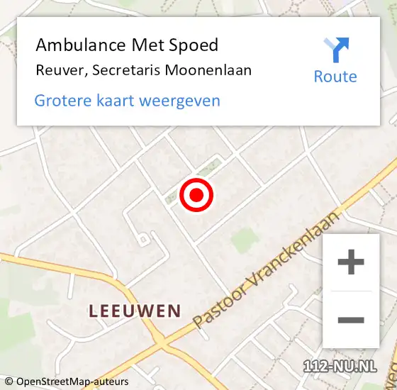 Locatie op kaart van de 112 melding: Ambulance Met Spoed Naar Reuver, Secretaris Moonenlaan op 1 juni 2014 06:20