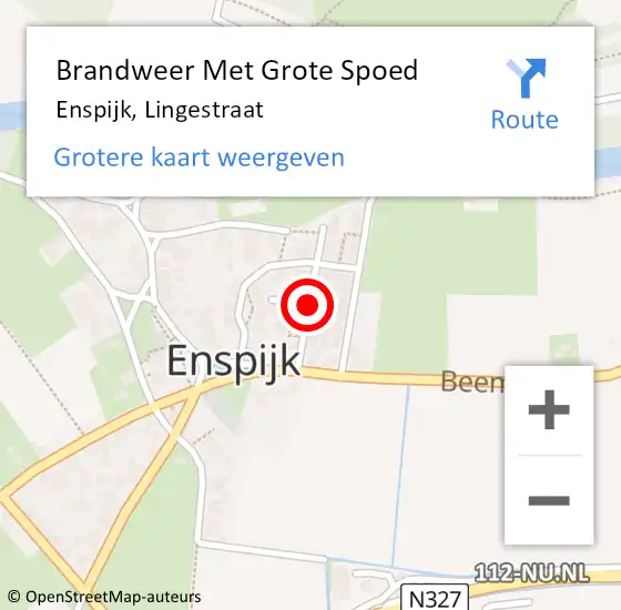 Locatie op kaart van de 112 melding: Brandweer Met Grote Spoed Naar Enspijk, Lingestraat op 4 februari 2021 10:18