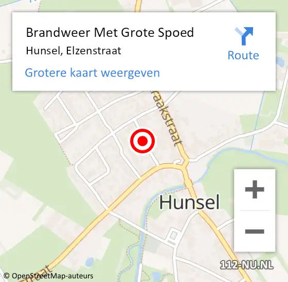 Locatie op kaart van de 112 melding: Brandweer Met Grote Spoed Naar Hunsel, Elzenstraat op 4 februari 2021 12:35