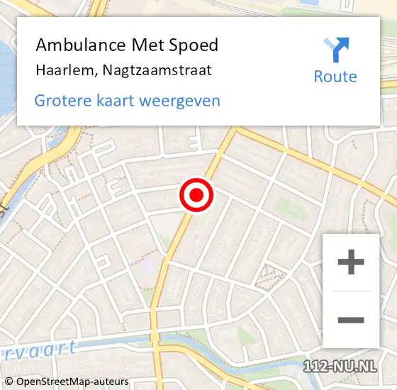 Locatie op kaart van de 112 melding: Ambulance Met Spoed Naar Haarlem, Nagtzaamstraat op 4 februari 2021 12:36