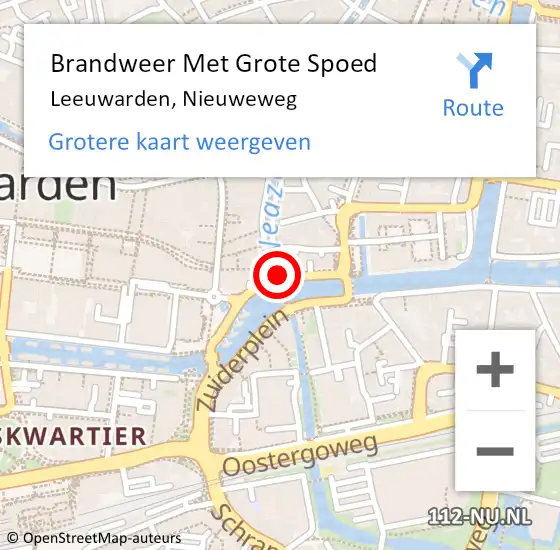 Locatie op kaart van de 112 melding: Brandweer Met Grote Spoed Naar Leeuwarden, Nieuweweg op 4 februari 2021 15:48