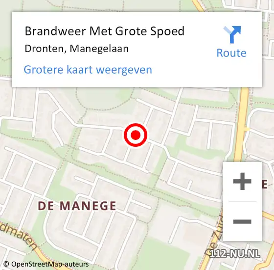 Locatie op kaart van de 112 melding: Brandweer Met Grote Spoed Naar Dronten, Manegelaan op 4 februari 2021 17:34