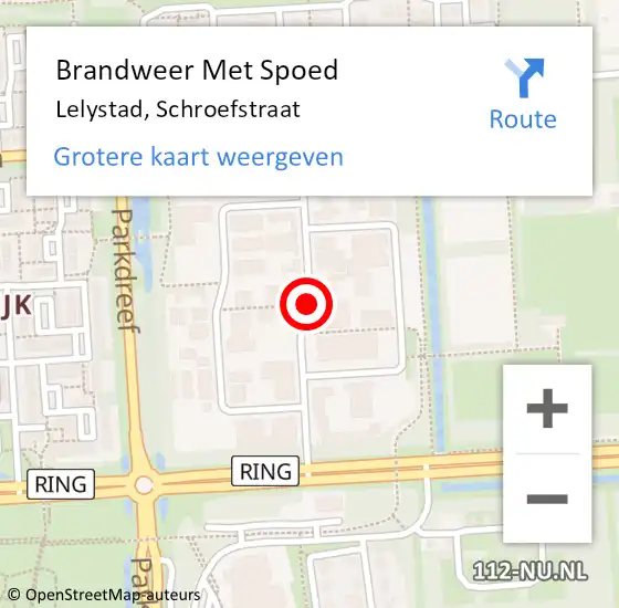 Locatie op kaart van de 112 melding: Brandweer Met Spoed Naar Lelystad, Schroefstraat op 4 februari 2021 18:39