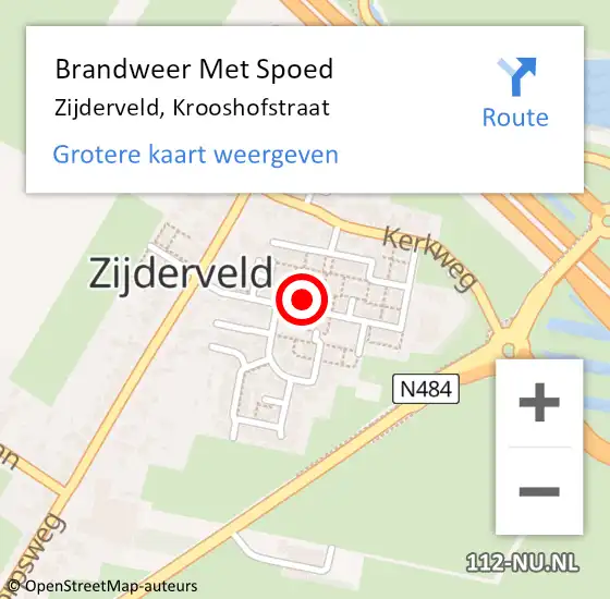 Locatie op kaart van de 112 melding: Brandweer Met Spoed Naar Zijderveld, Krooshofstraat op 5 februari 2021 06:41