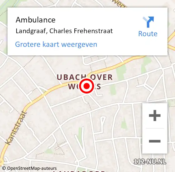 Locatie op kaart van de 112 melding: Ambulance Landgraaf, Charles Frehenstraat op 1 juni 2014 09:52