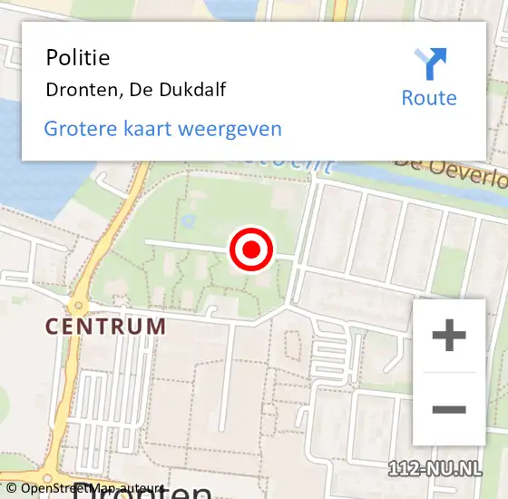 Locatie op kaart van de 112 melding: Politie Dronten, De Dukdalf op 5 februari 2021 11:14