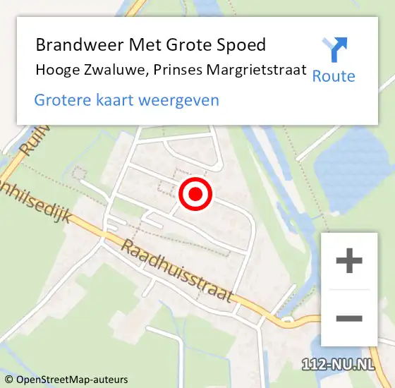 Locatie op kaart van de 112 melding: Brandweer Met Grote Spoed Naar Hooge Zwaluwe, Prinses Margrietstraat op 5 februari 2021 11:40