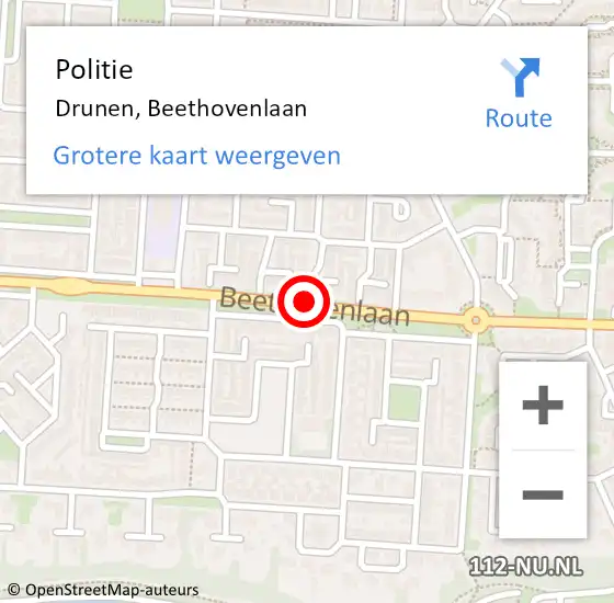 Locatie op kaart van de 112 melding: Politie Drunen, Beethovenlaan op 5 februari 2021 12:06