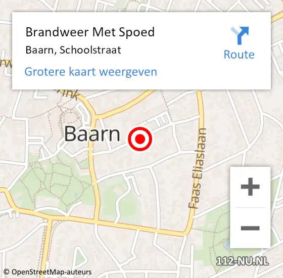 Locatie op kaart van de 112 melding: Brandweer Met Spoed Naar Baarn, Schoolstraat op 5 februari 2021 13:06