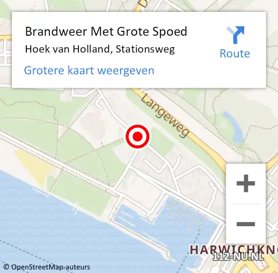 Locatie op kaart van de 112 melding: Brandweer Met Grote Spoed Naar Hoek van Holland, Stationsweg op 5 februari 2021 13:36