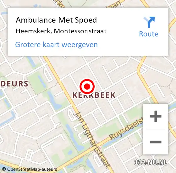 Locatie op kaart van de 112 melding: Ambulance Met Spoed Naar Heemskerk, Montessoristraat op 5 februari 2021 15:43