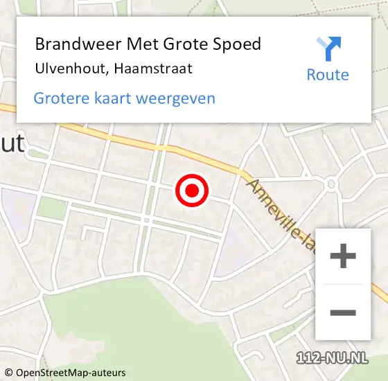 Locatie op kaart van de 112 melding: Brandweer Met Grote Spoed Naar Ulvenhout, Haamstraat op 5 februari 2021 16:21