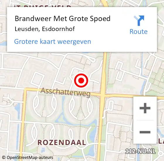 Locatie op kaart van de 112 melding: Brandweer Met Grote Spoed Naar Leusden, Esdoornhof op 5 februari 2021 16:43