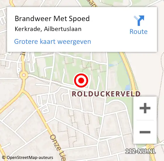 Locatie op kaart van de 112 melding: Brandweer Met Spoed Naar Kerkrade, Ailbertuslaan op 5 februari 2021 18:44