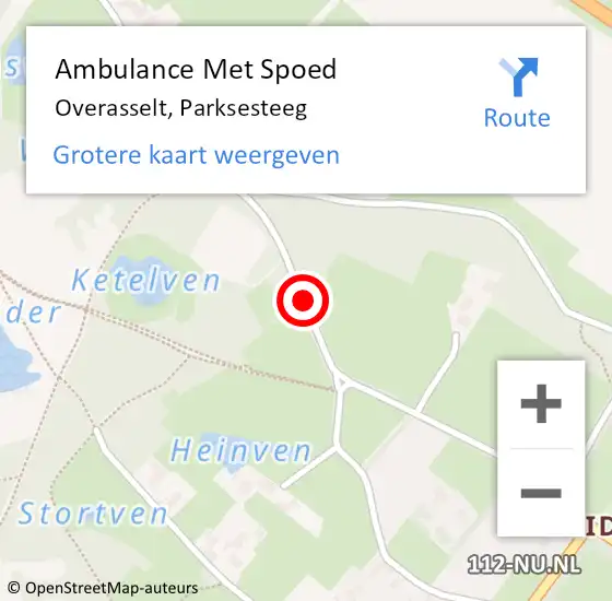 Locatie op kaart van de 112 melding: Ambulance Met Spoed Naar Overasselt, Parksesteeg op 5 februari 2021 19:36