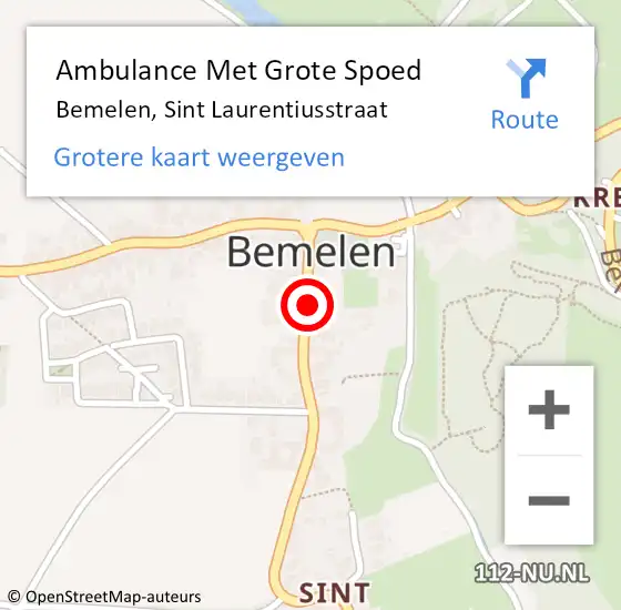 Locatie op kaart van de 112 melding: Ambulance Met Grote Spoed Naar Bemelen, Sint Laurentiusstraat op 1 juni 2014 10:54