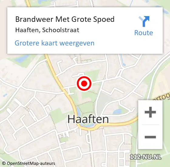 Locatie op kaart van de 112 melding: Brandweer Met Grote Spoed Naar Haaften, Schoolstraat op 5 februari 2021 20:01