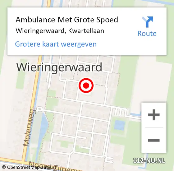 Locatie op kaart van de 112 melding: Ambulance Met Grote Spoed Naar Wieringerwaard, Kwartellaan op 5 februari 2021 20:11