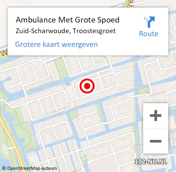 Locatie op kaart van de 112 melding: Ambulance Met Grote Spoed Naar Zuid-Scharwoude, Troostesgroet op 5 februari 2021 23:32