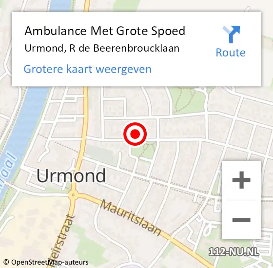 Locatie op kaart van de 112 melding: Ambulance Met Grote Spoed Naar Urmond, R de Beerenbroucklaan op 1 juni 2014 11:32