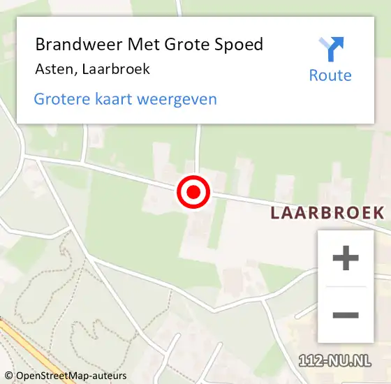 Locatie op kaart van de 112 melding: Brandweer Met Grote Spoed Naar Asten, Laarbroek op 6 februari 2021 10:58